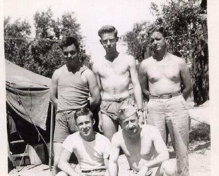 Fred's fellow B-17  NCOs. Crew Members: L- R Front - Blair, Griffiths, Back- Conley, Commerford, Clardy